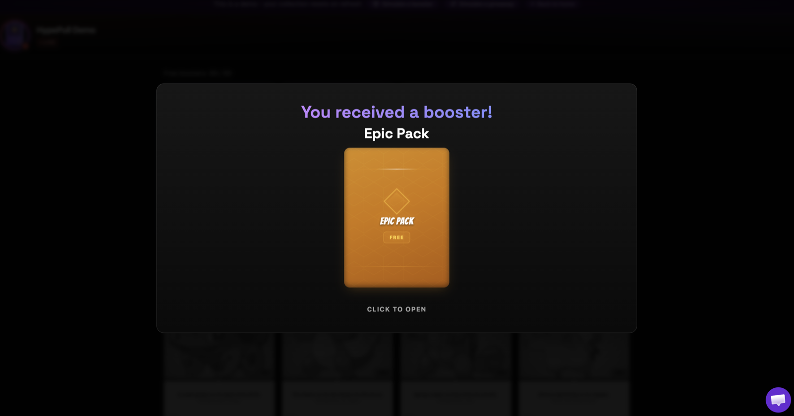 The "You received a booster" window